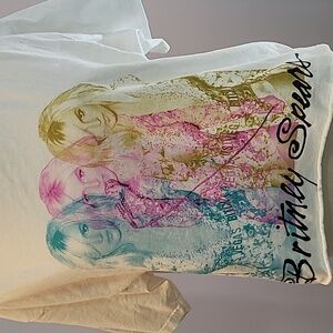 Britney Spears crop top white pink blue gold size medium